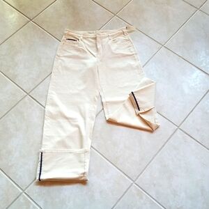 Anthropologie Pilcro High-Cuffed Jeans w/decorative navy stitch